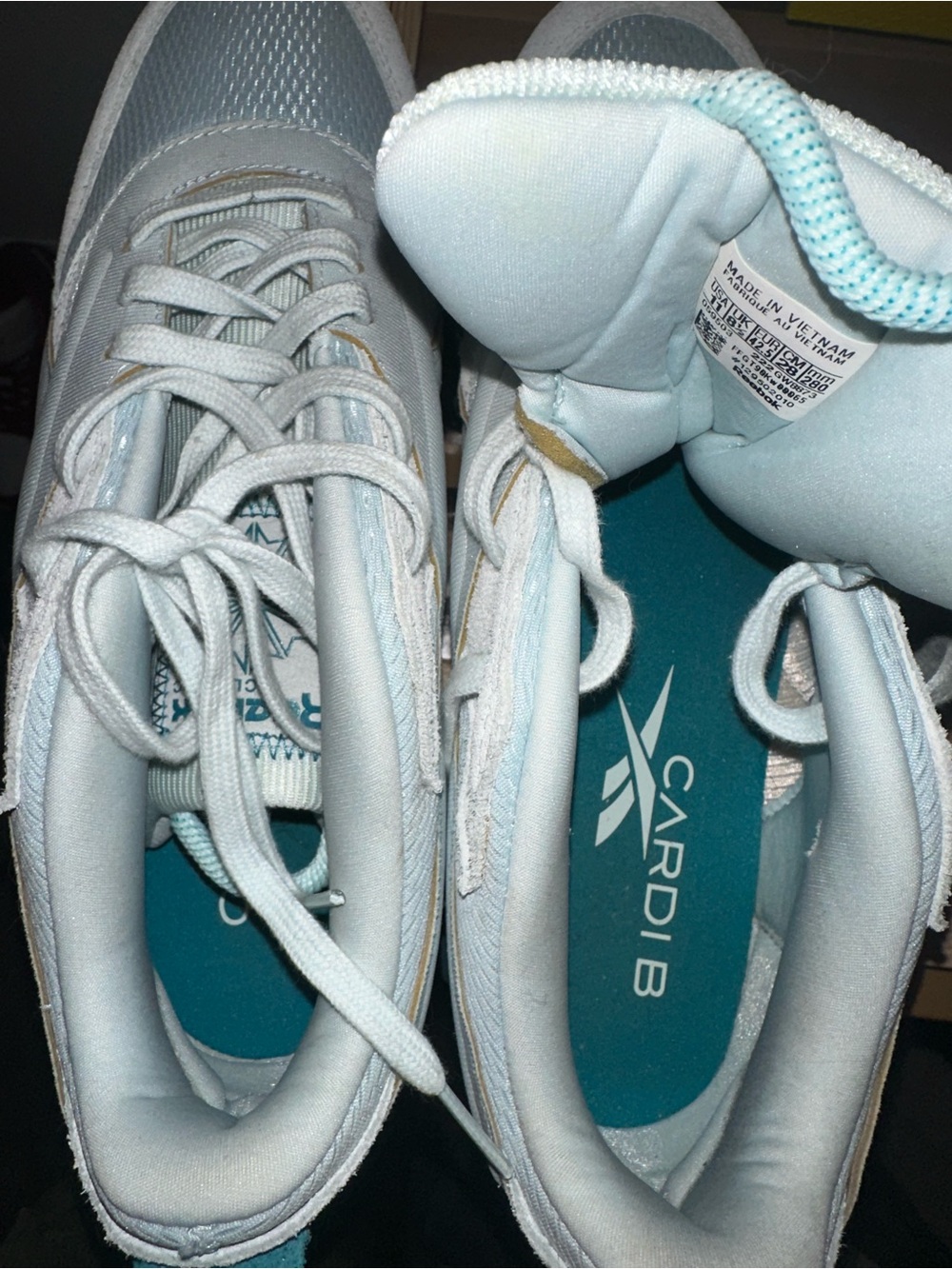 Reebok Cardi B Pale Blue and Teal Lace-Up Sneakers